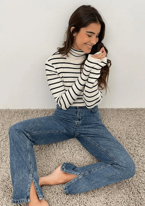 SIDE SLIT DENIM TROUSERS