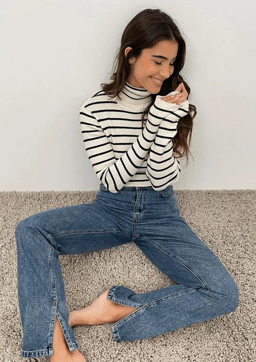 Pantalon en jean à fente latérale