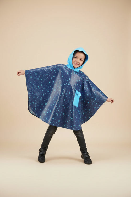 BLUE RAINCOAT WITH STARS
