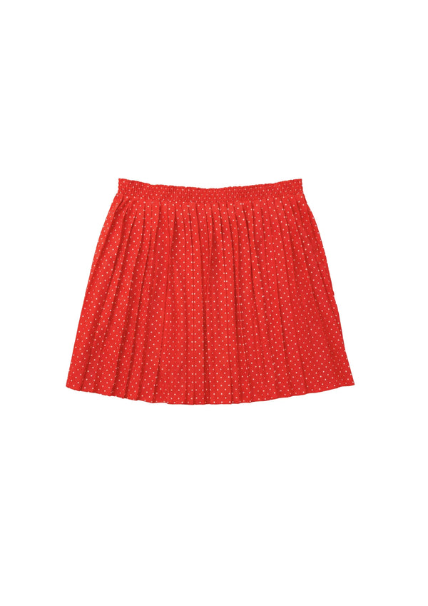 RED POLKA-DOTS PLEATED SKIRT