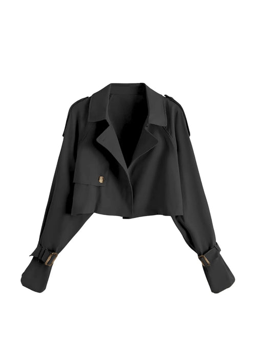 SCHWARZER KURZER TRENCHCOAT