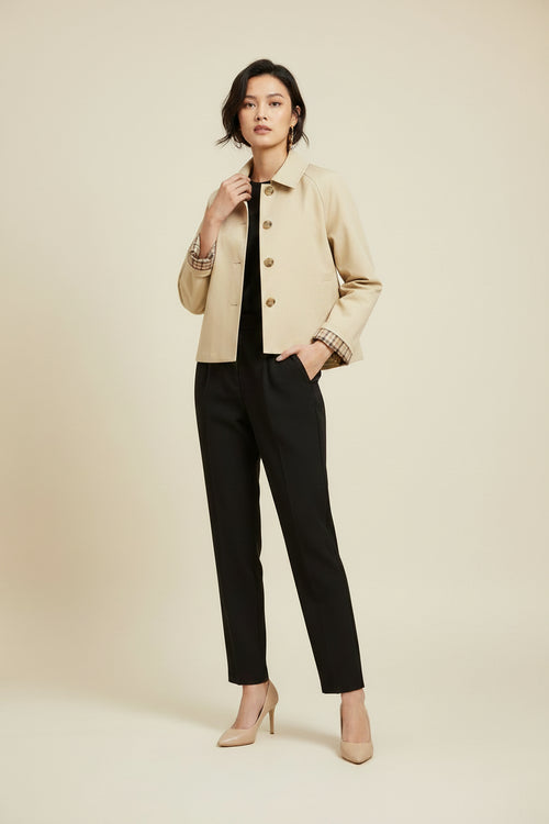BEIGE SHORT TRENCH-COAT