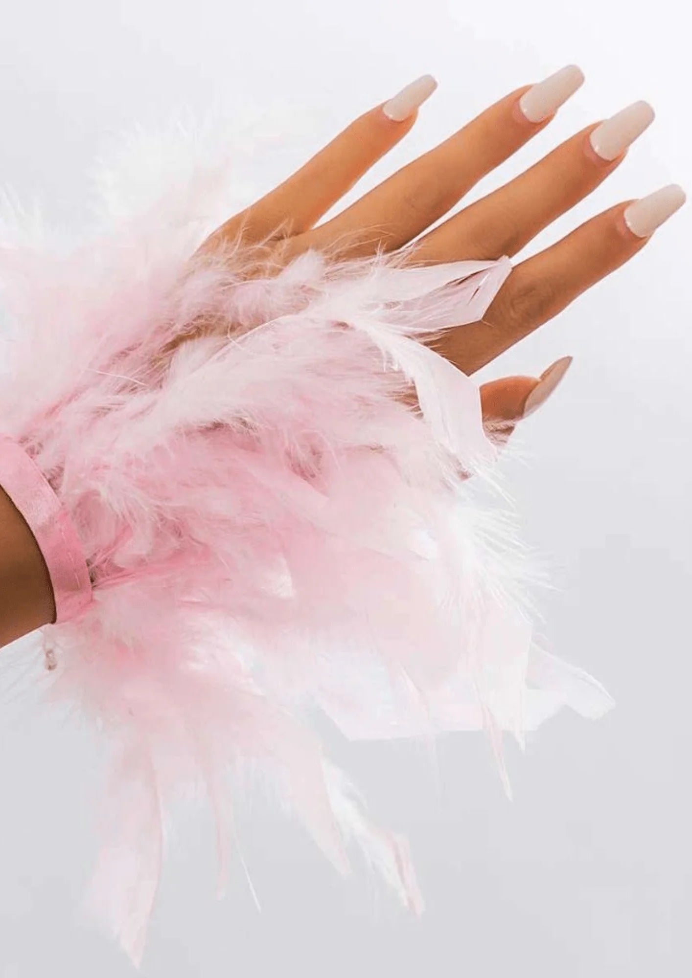 LIGHT PINK FEATHER CUFF SLEEVES