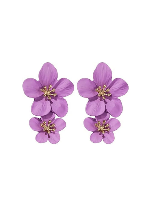 BOUCLES D'OREILLES FLEURS LILAS