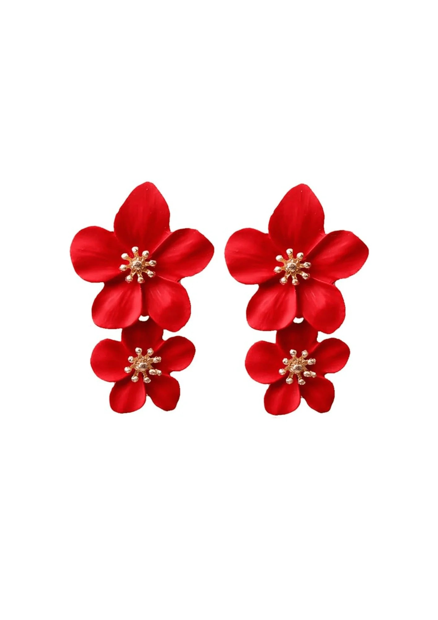 Boucles d'oreilles fleurs rouges