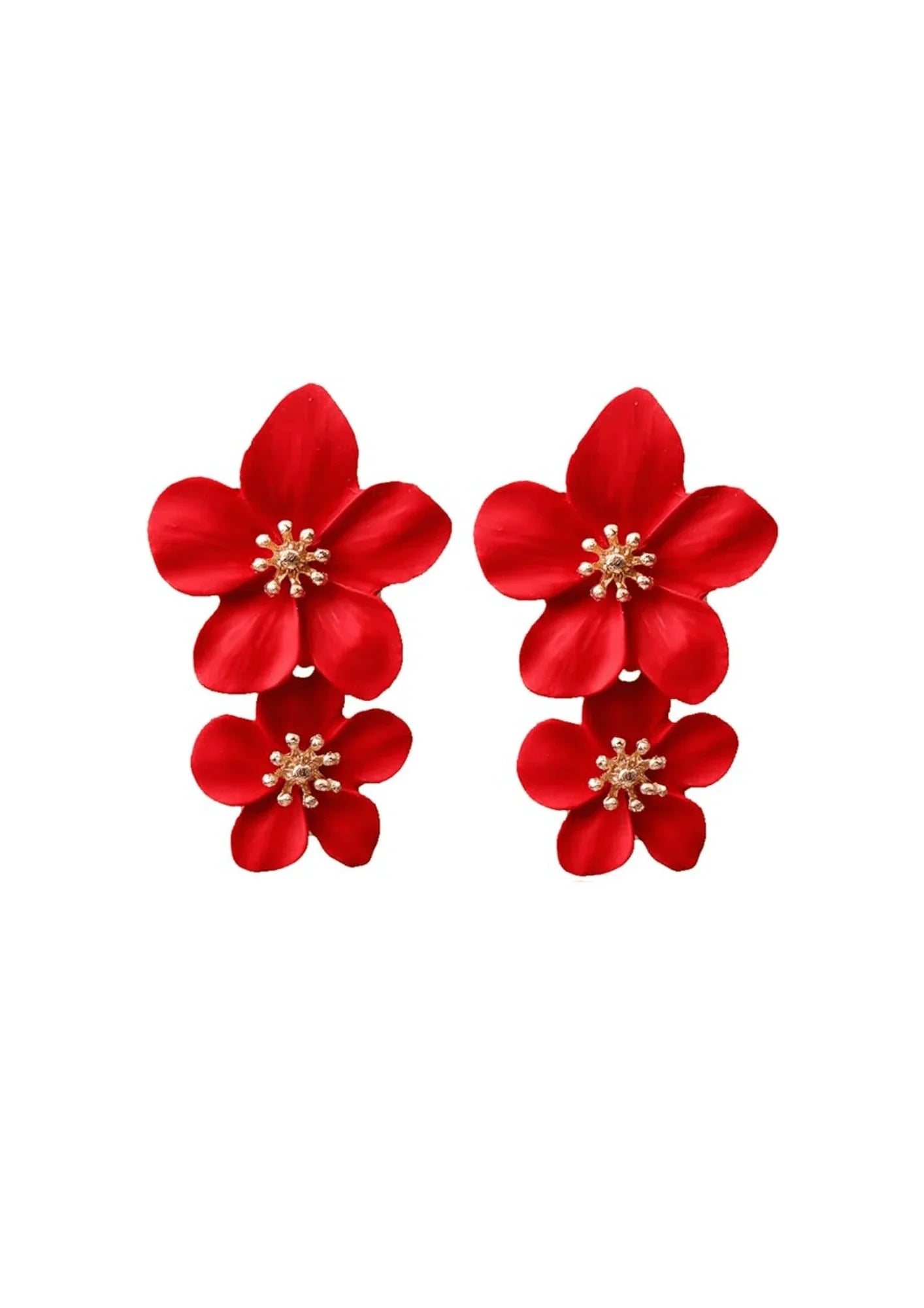 RED FLORAL EARRINGS