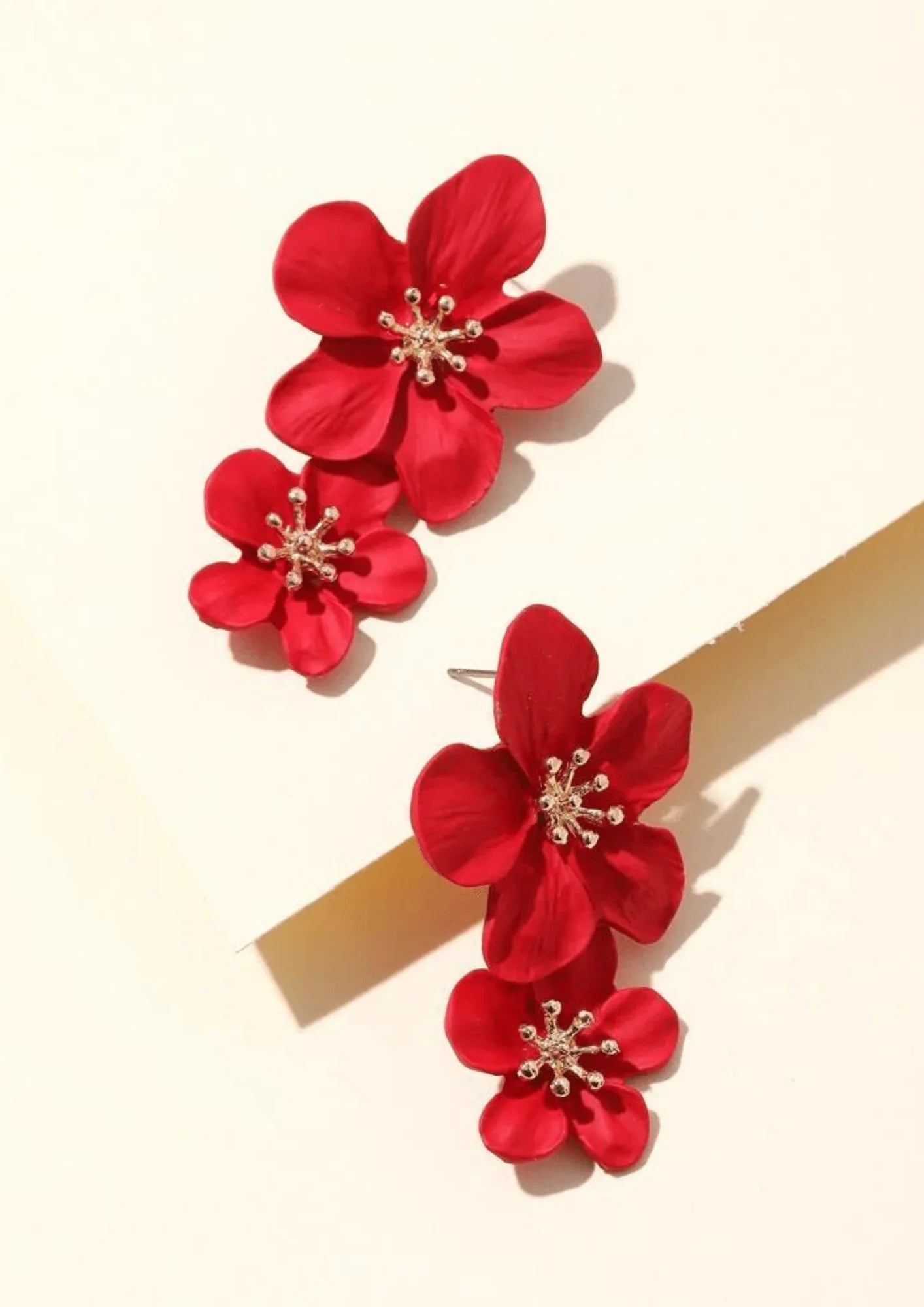 RED FLORAL EARRINGS