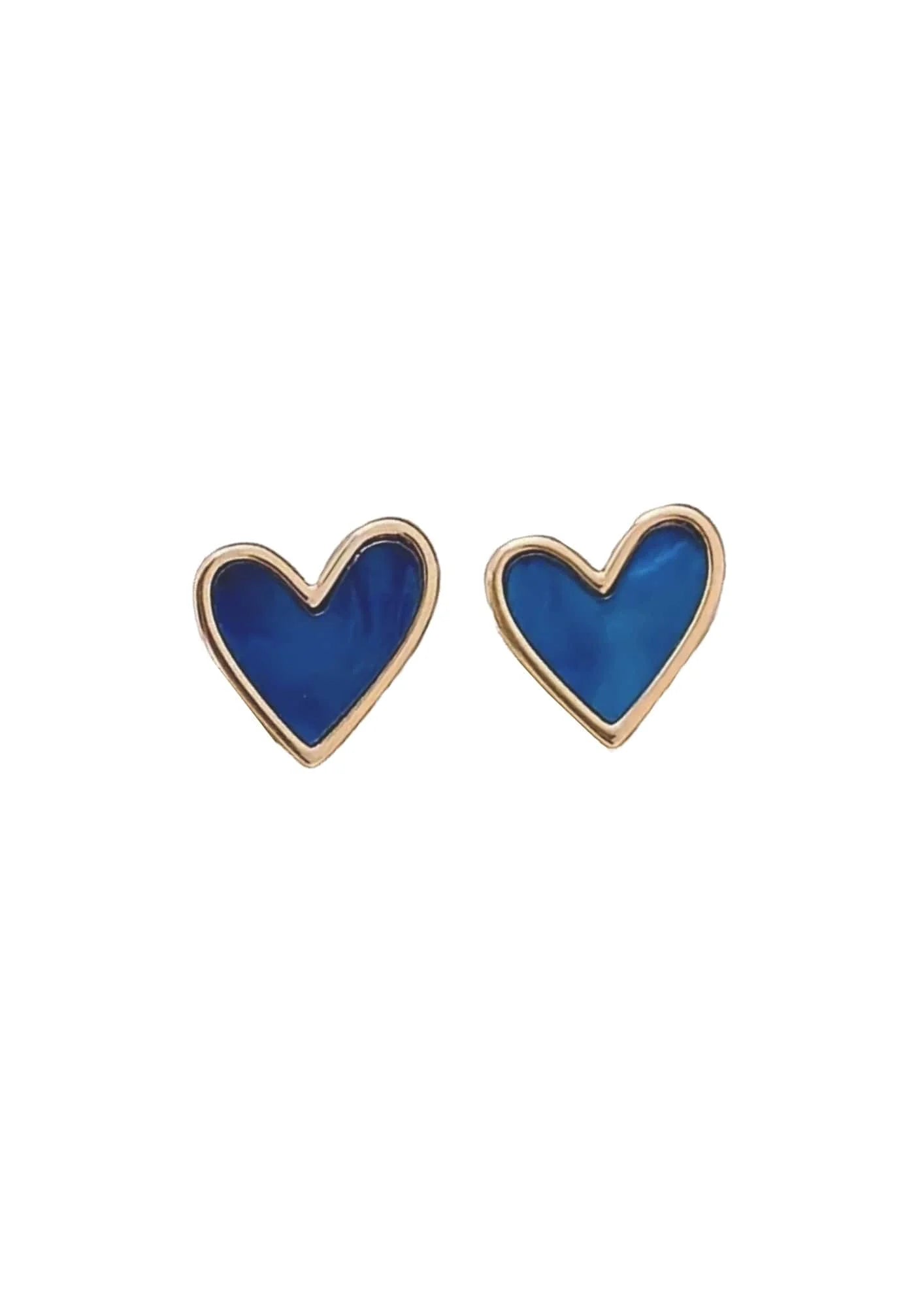 NAVY BLUE HEART EARRINGS