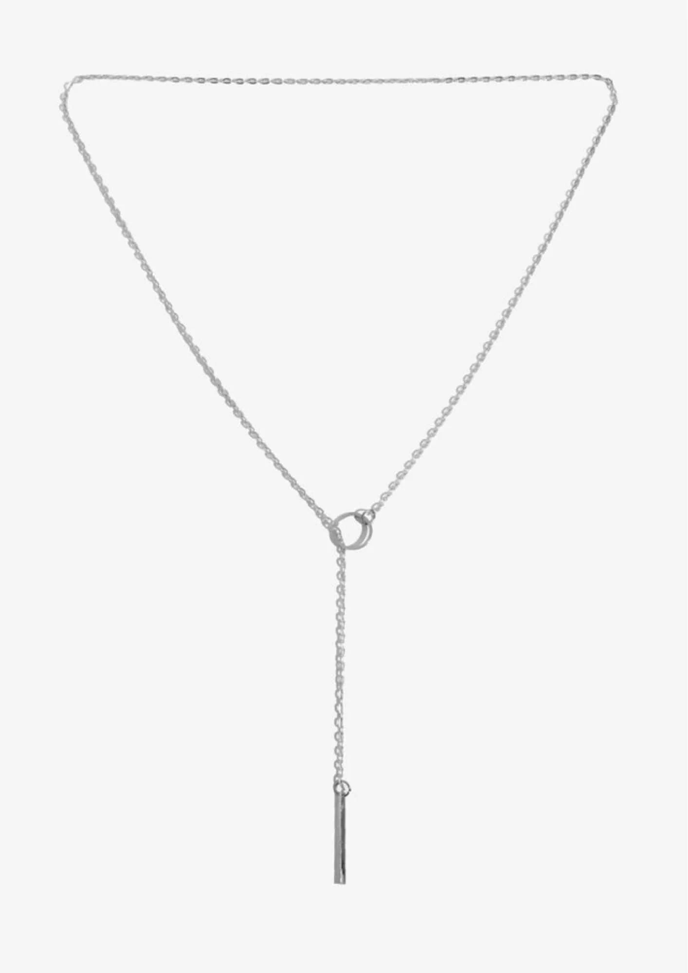 SILVER Y-SHAPED LONG CHAIN NECKLACE