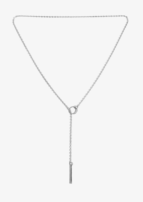 SILVER Y-SHAPED LONG CHAIN NECKLACE