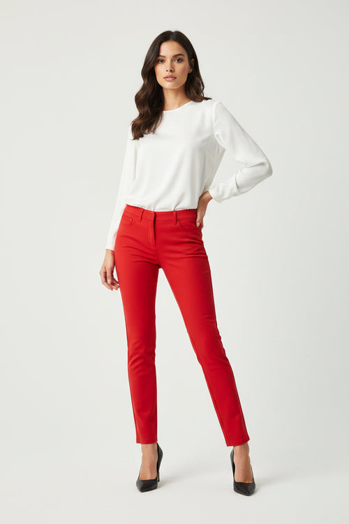 JEAN EN DENIM ROUGE COUPE SKINNY