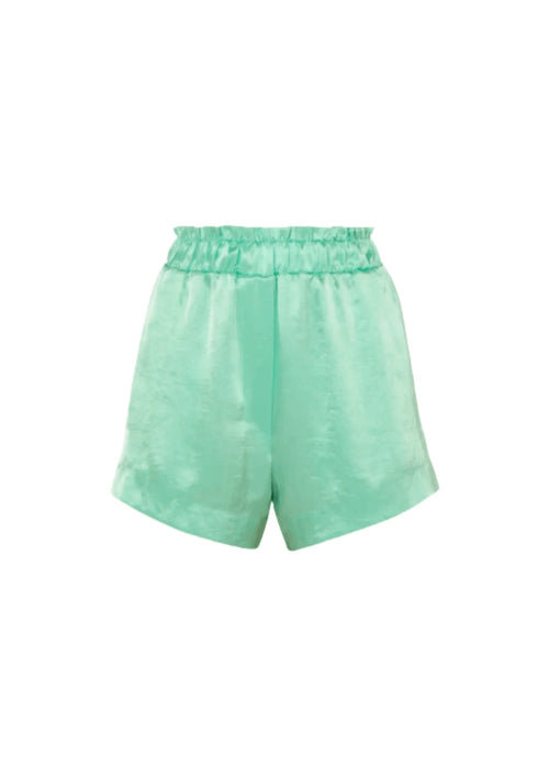 MINT LEI RUFFLED SATIN SHORTS