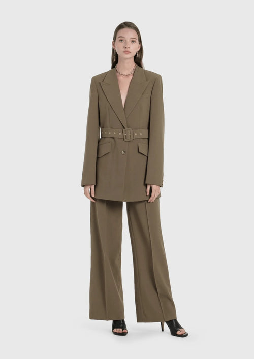 Veste de blazer ceinturée kaki