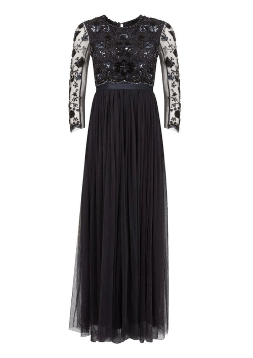 Robe maxi brodée noire