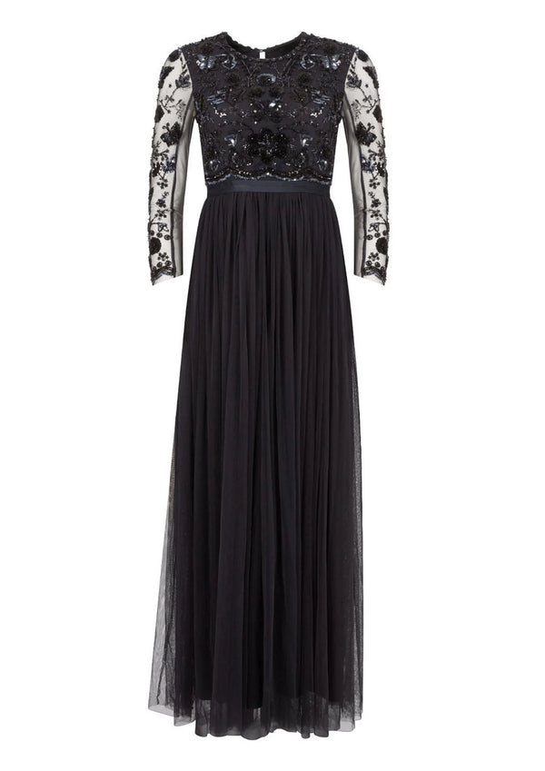 Robe maxi brodée noire