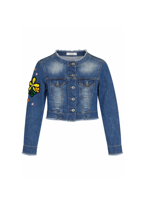 SEQUINED & FLORAL DENIM JACKET