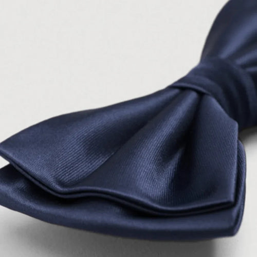 DARK BLUE SATIN BOW TIE