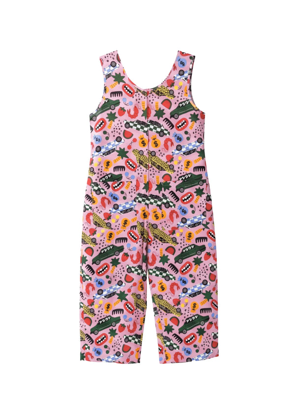 PINK LINEN PRINTED JUMPSUIT