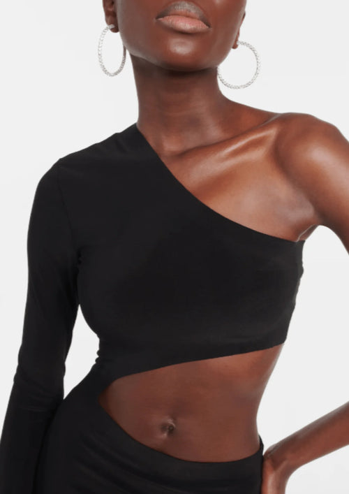 STRETCH-KLEID MIT ONE-SHOULDER-CUTOUT