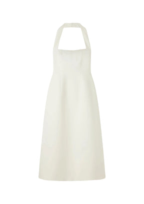 WHITE HALTER MIDI DRESS