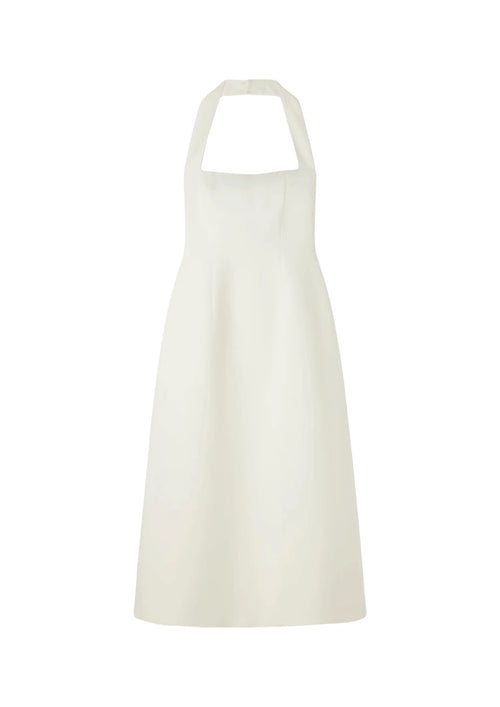 WHITE HALTER MIDI DRESS