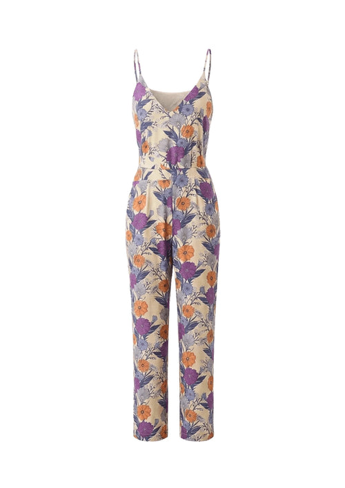 MULTICOLORED SILK FLORAL JUMPSUIT