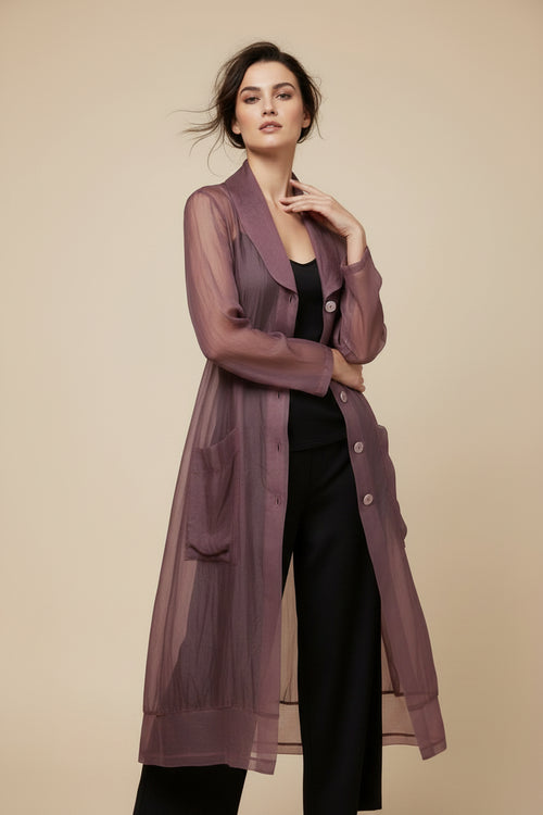 LILAC ORGANZA TRENCH-COAT