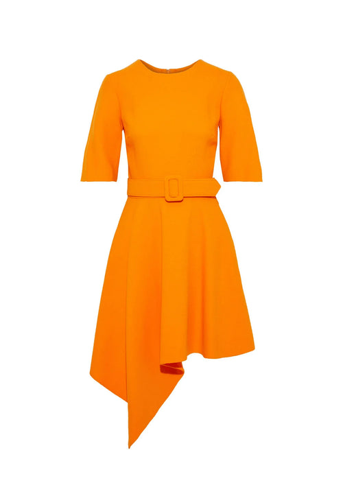ORANGE ASYMMETRICAL WOOL DRESS