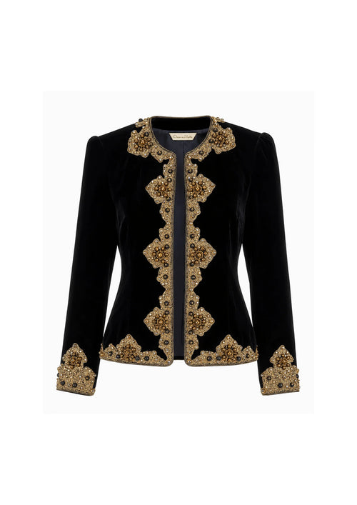 BLAZER OUVERT EN VELOURS VIEUX ROSE