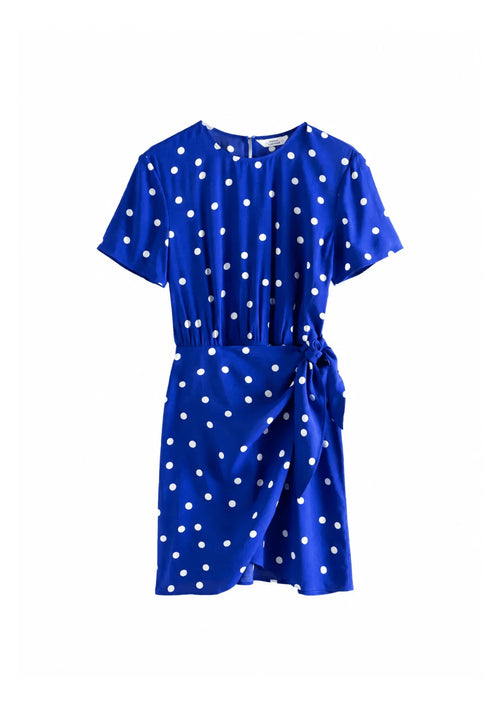 BLUE POLKA-DOT MINI DRESS