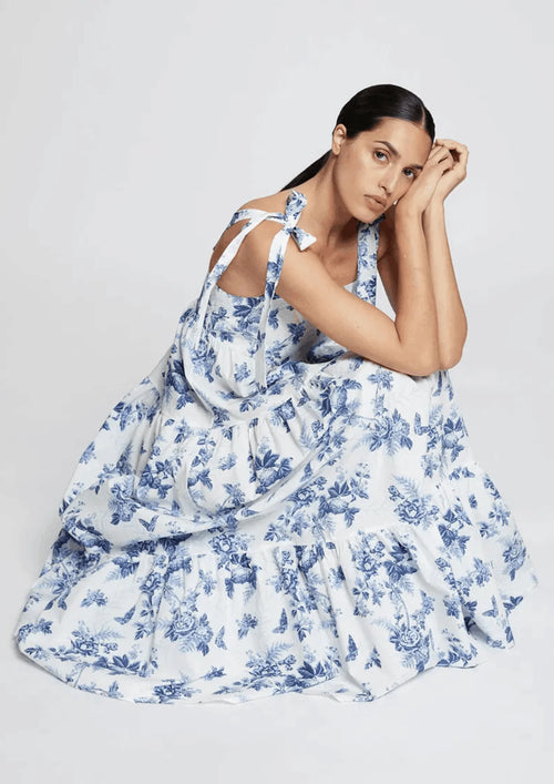 BLUE BABYDOLL MIDI DRESS
