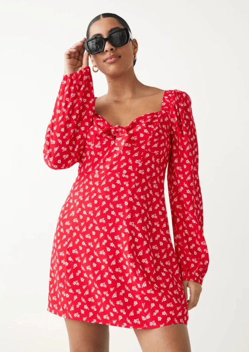 RED BOW DETAIL MINI DRESS