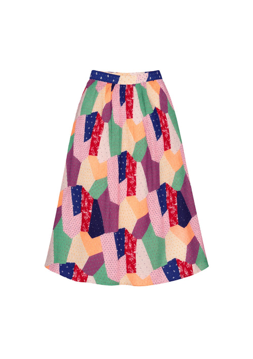 PATCHWORK MIDI SKIRT