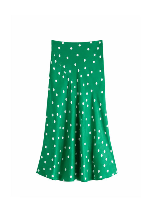 GREEN POLKA-DOT MIDI SKIRT