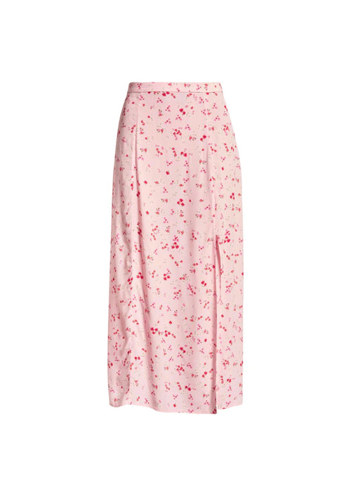 PINKER MIDIROCK MIT BLUMENMUSTER