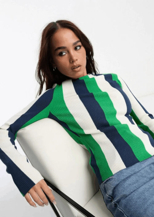 GREEN & BLUE STRIPED JUMPER