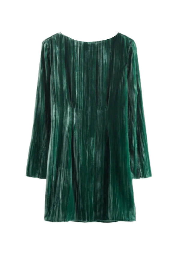 Robe en velours texturé vert foncé