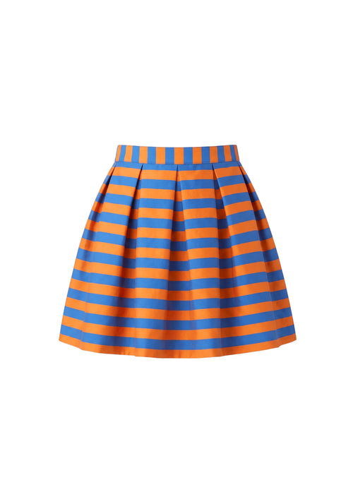 JUPE RAYÉE ORANGE ET BLEUE