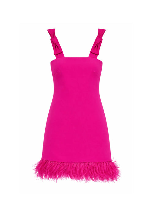 FUCHSIA FEATHER MINI DRESS