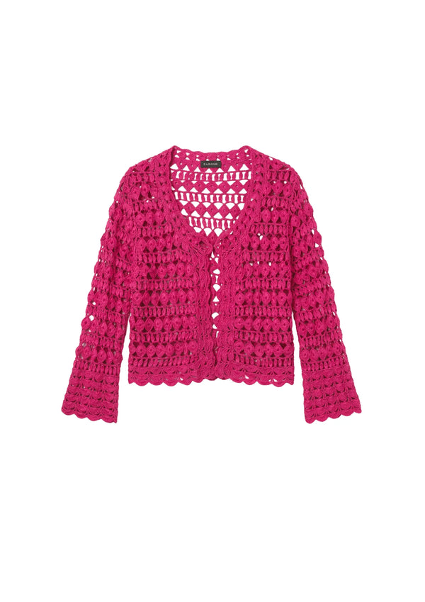 FUCHSIA CROCHET CARDIGAN