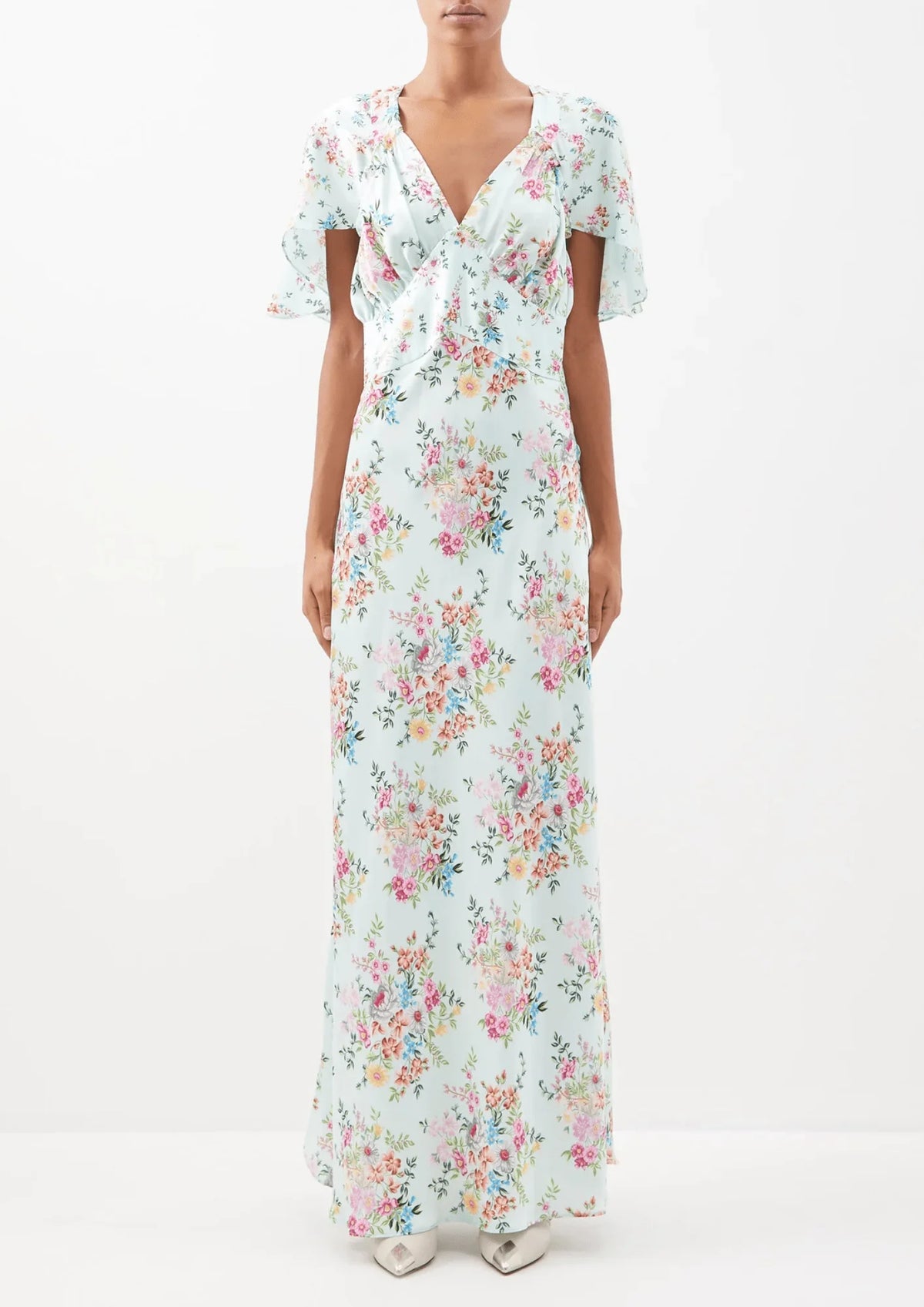FLORAL SATIN MAXI DRESS