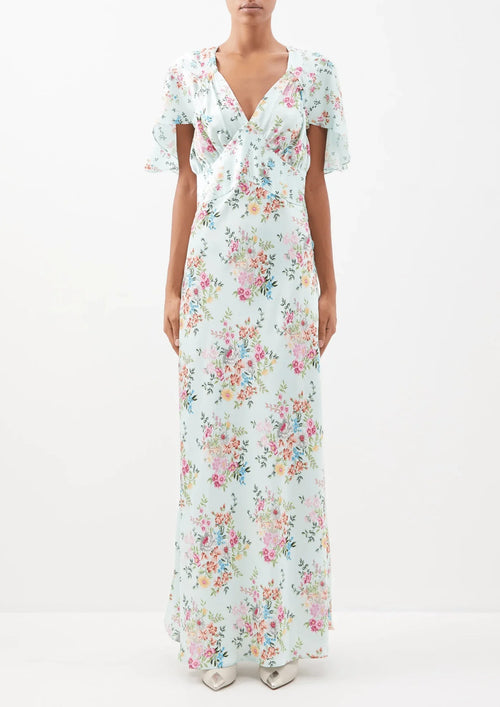 FLORAL SATIN MAXI DRESS