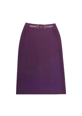 PURPLE WOOL MIDI SKIRT
