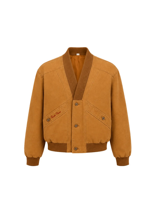 BROWN LEATHER BOMBER JACKET