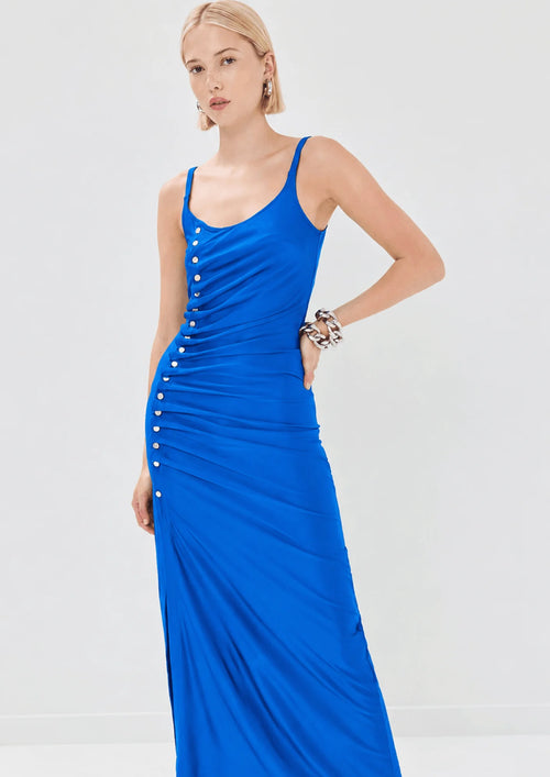 BLUE BUTTONED MAXI DRESS