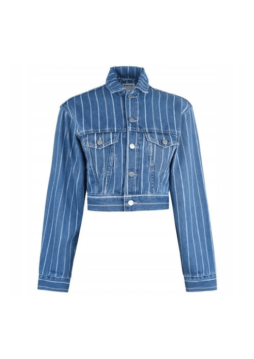 STRIPED DENIM CROP JACKET