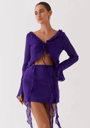 PURPLE FITTED MINI SKIRT