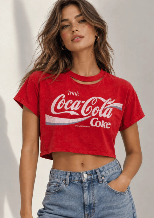 RED COLA UPCYCLED CROP TOP