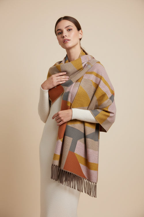 EARTH TONE GEOMETRIC SCARF
