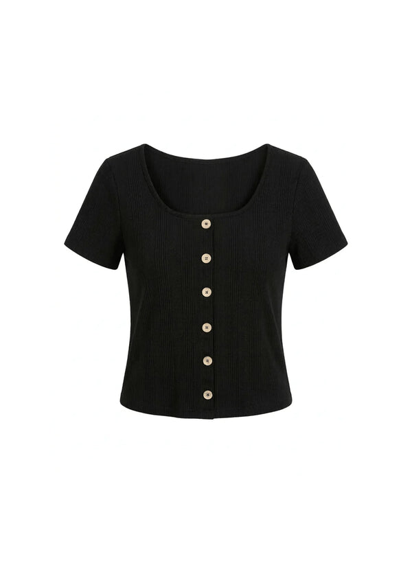 BUTTON SHORT SLEEVED TOP
